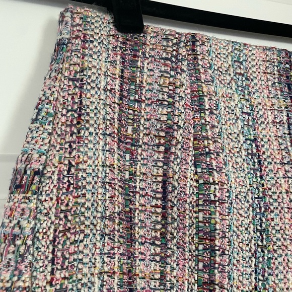 Anthropologie Hutch Pink Multicolor White Tweed Fringed Skirt, Size 2 - Picture 5 of 12